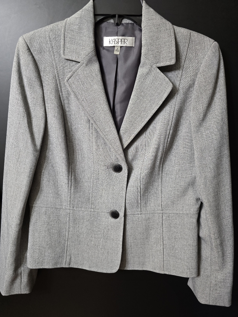 Kasper Women's Light Gray Two-Button Tailored Blazer